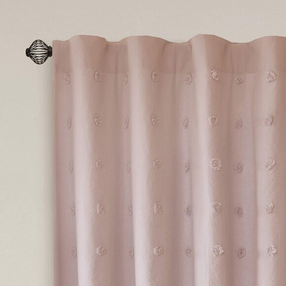 Urban Habitat Jacquard Pom Pom Accents Pink Single Curtain Panel 42" x 63" - Picture 3 of 8